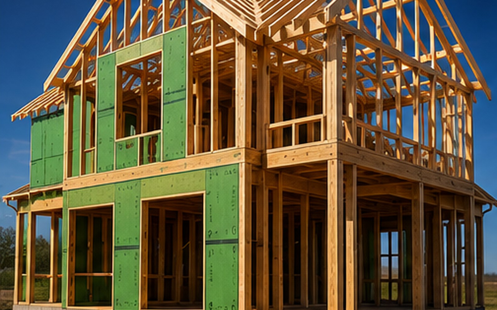 Framed new construction home